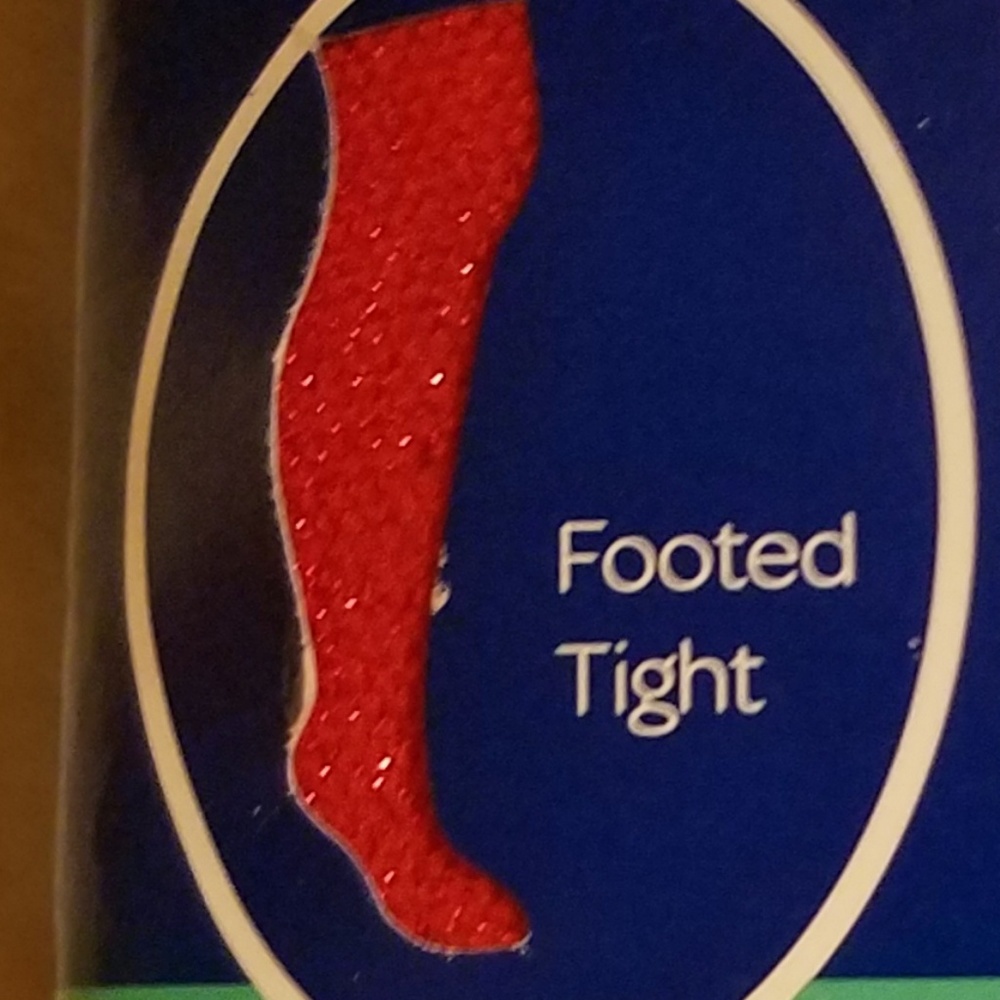 2 pr Tights Red/Sparkle & Black